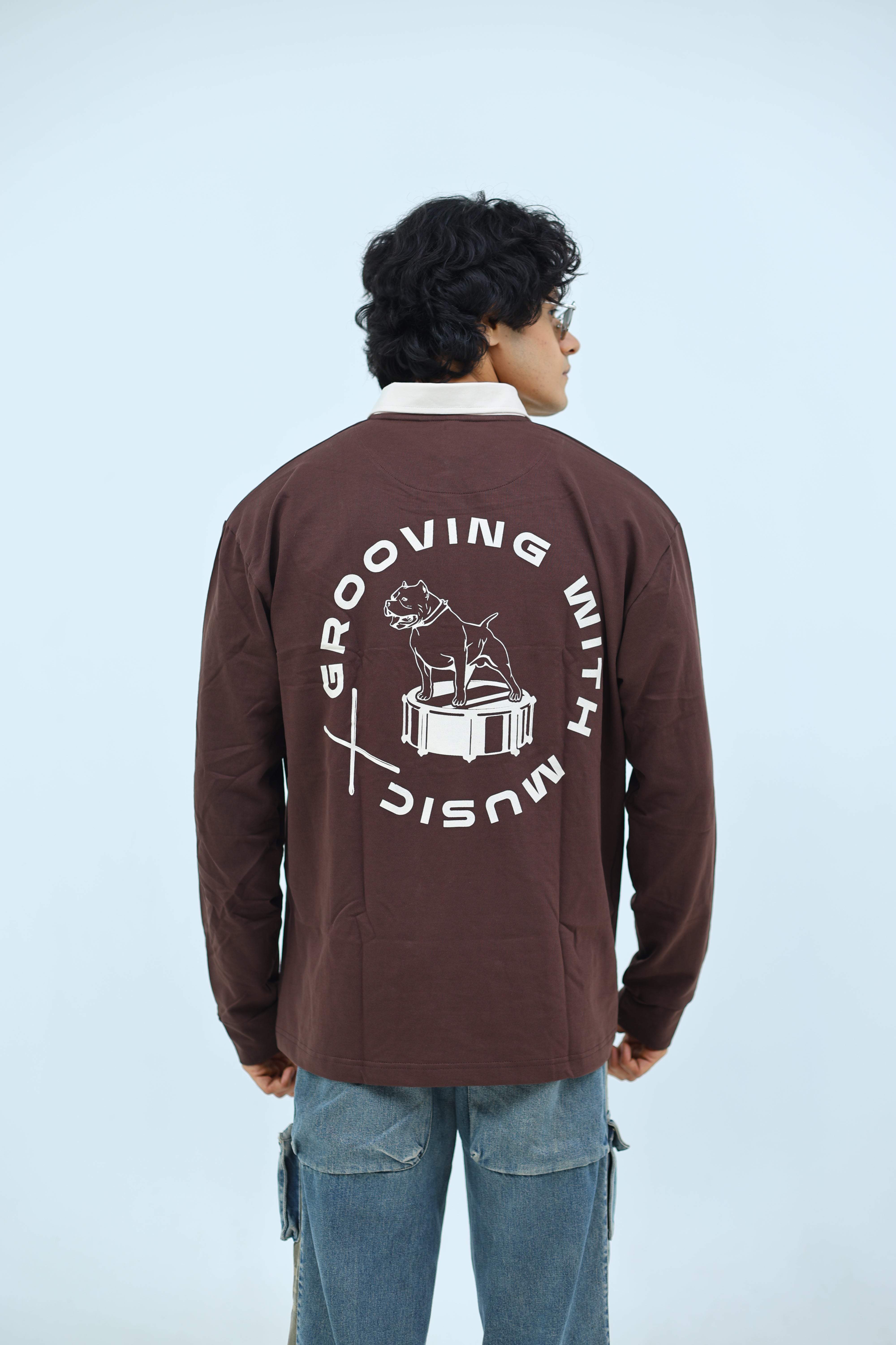 Oversized jersey polo t-shirt