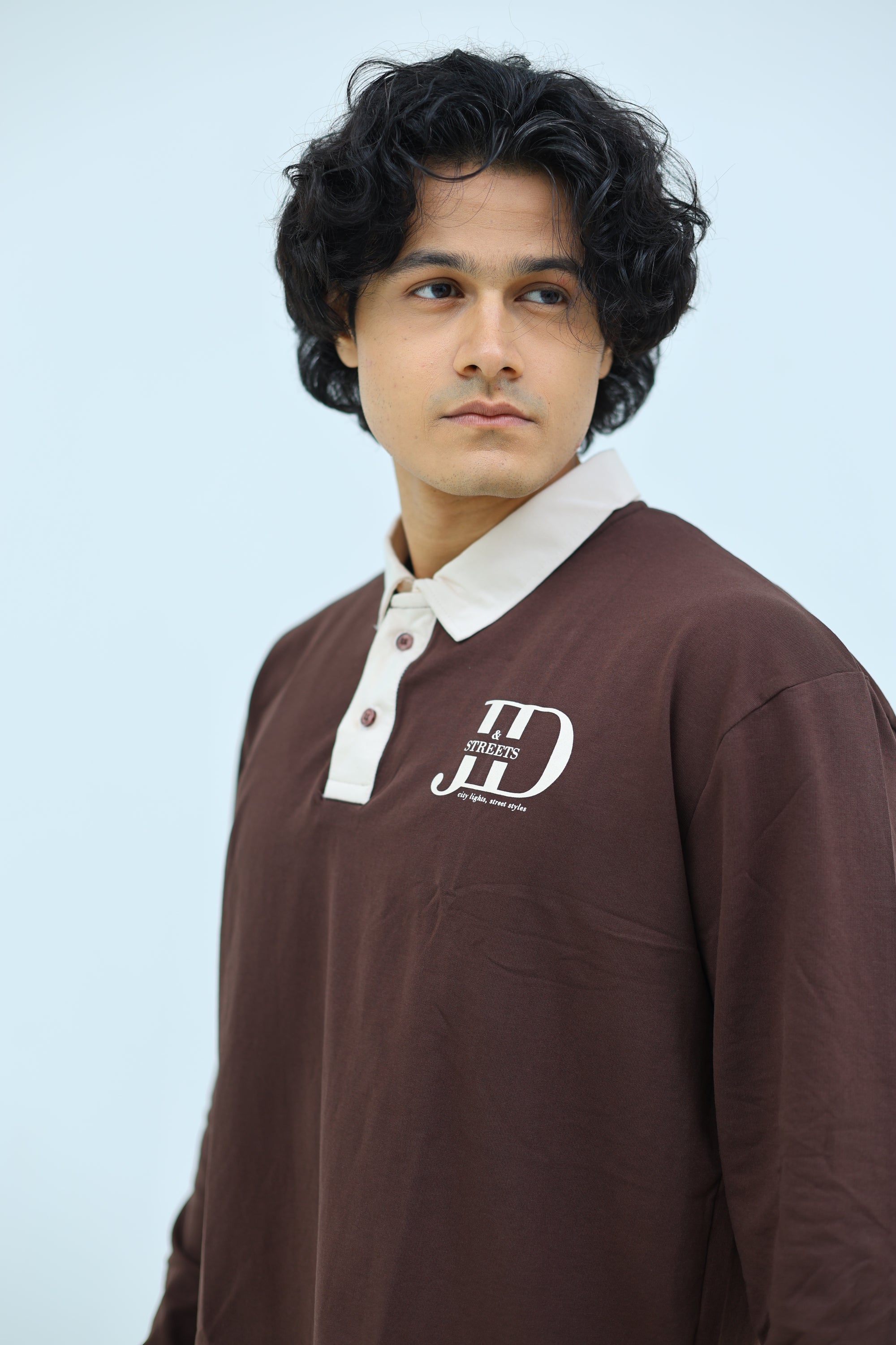 Oversized jersey polo t-shirt
